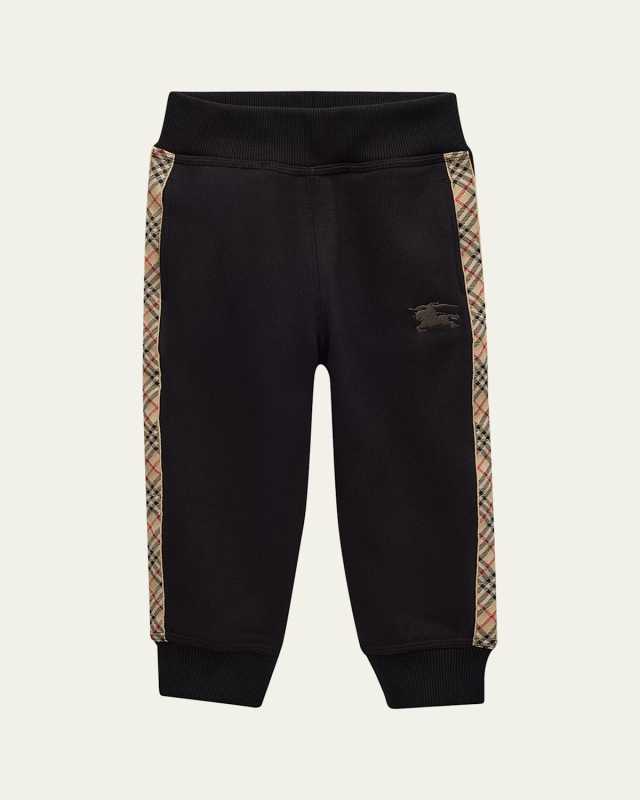 Boy's Jackson Check Tape Jog Pants, Size Newborn-14